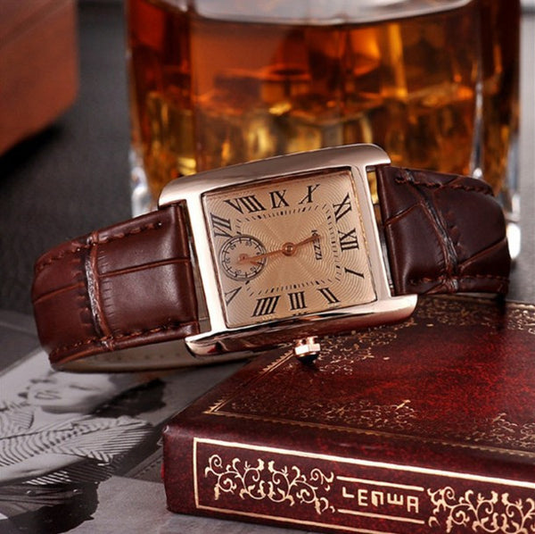 Leather Strap Fashion Gold Dress Watch