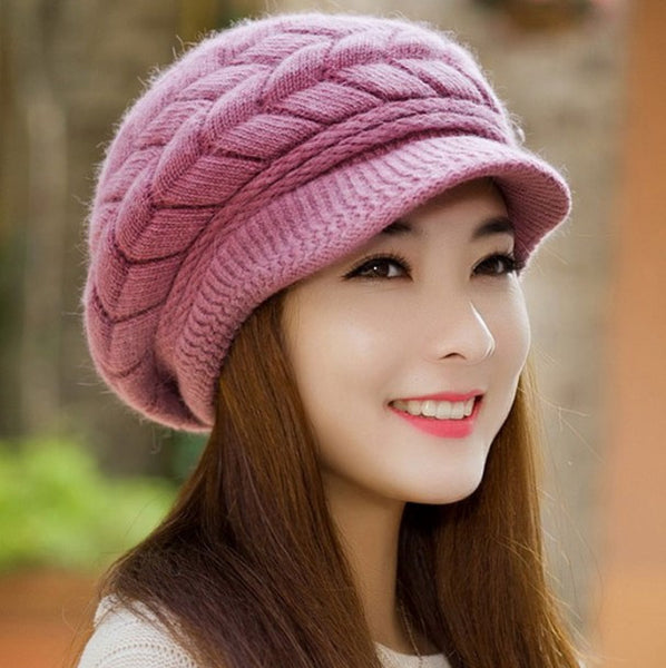 Beanies Knitted Hats Rabbit Fur Cap